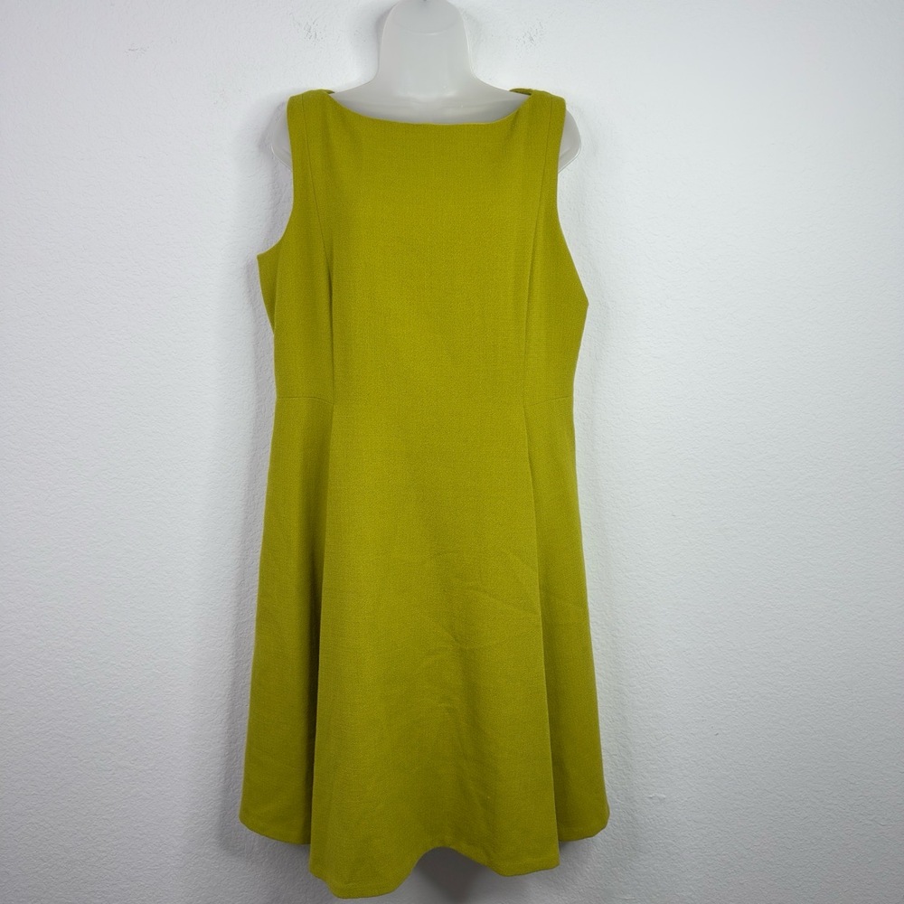 Lafayette 148 Dress Womens 14 Green Wool Textured Career Work‎ Minimalist Preppy